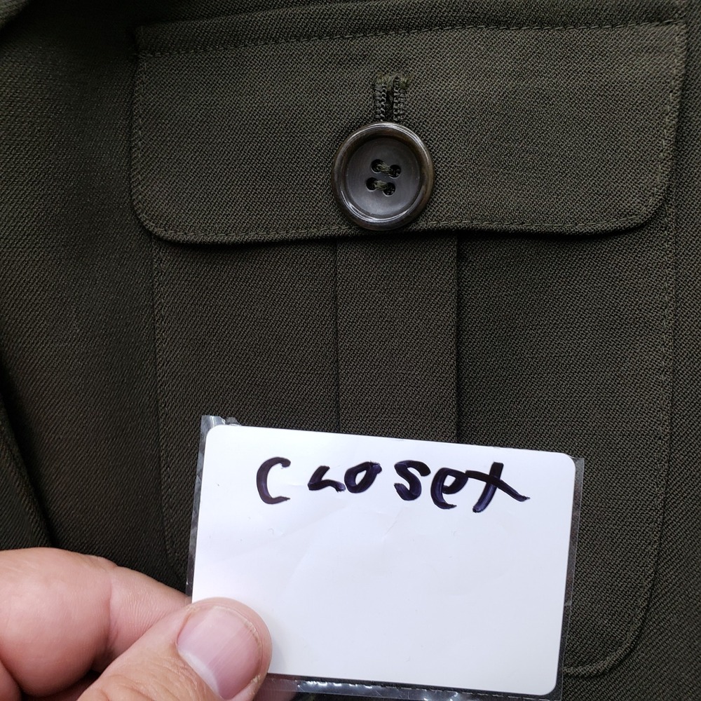 Valerie Stevens Utility Blazer Jacket Olive Green Military Wool Armycore Size 6 - Picture 10 of 10